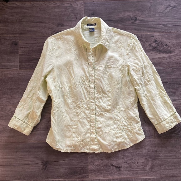 Vintage Ecologie linen blouse floral details - Picture 3 of 6